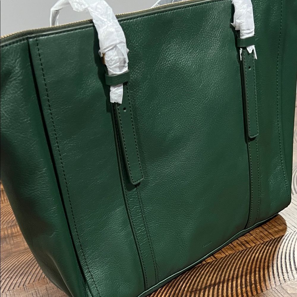 Fossil Dark Green Leather Tote - Picture 2 of 7